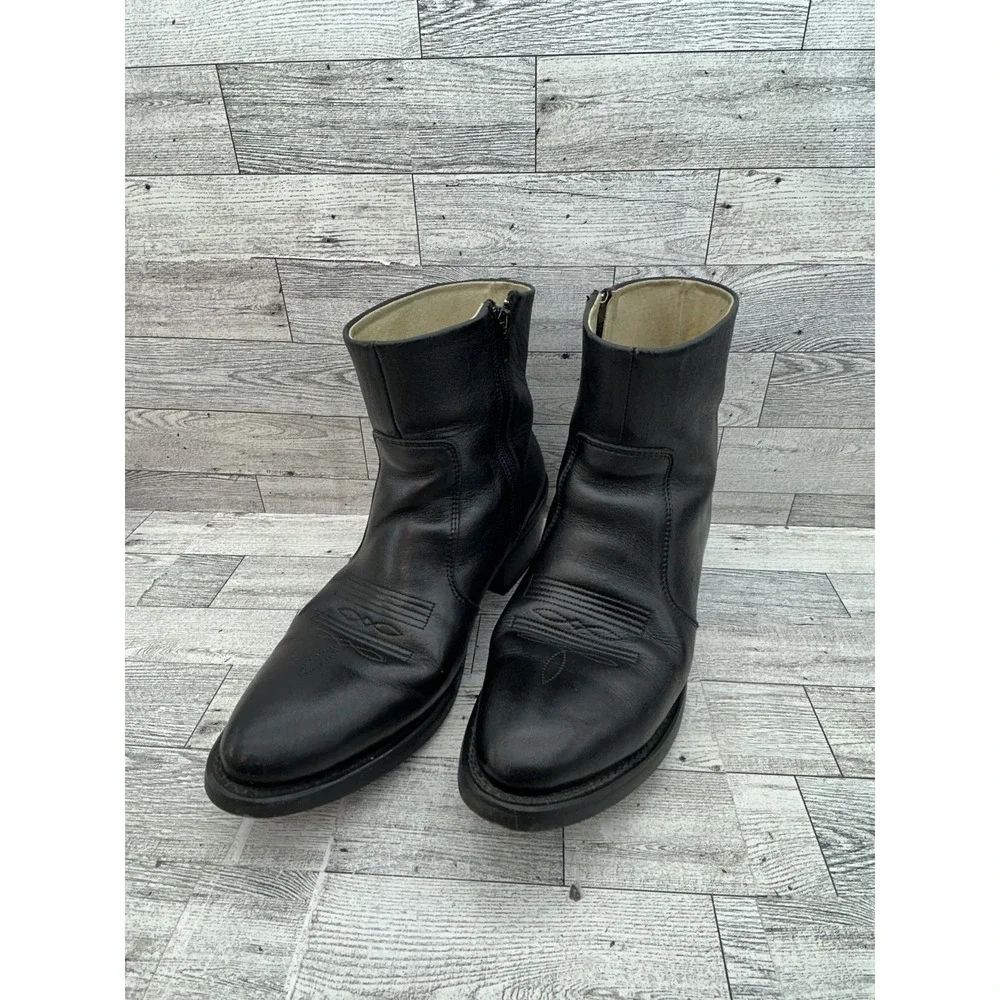 Durango Boots Mens Size 8 EE Black Leather Side Zip Short Western Cowboy Rodeo
